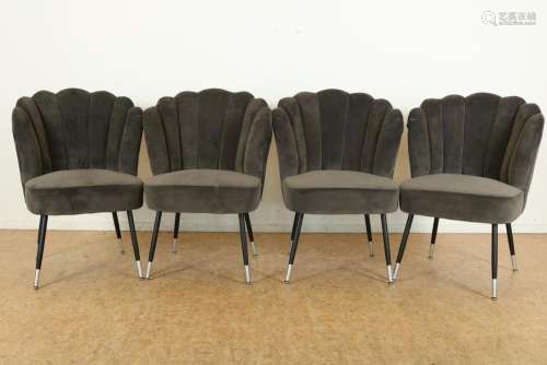 Serie van 4 grijs stoffen stoelen