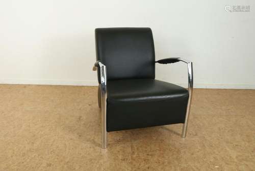 Fauteuil zwart leer