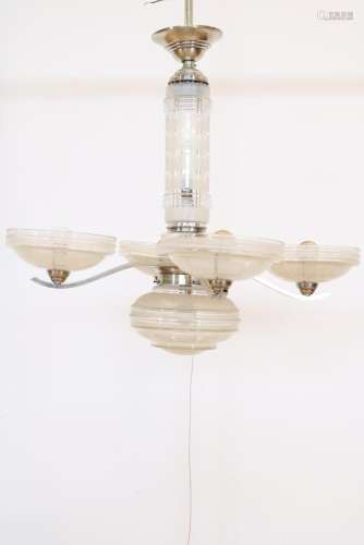 Zeslichts Art Deco lamp glazen schalen