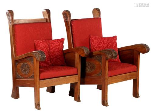 2 teak armchairs