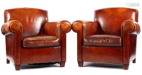 2 sheep leather armchairs