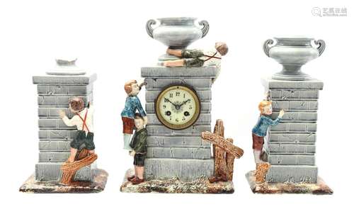 Earthenware clock set