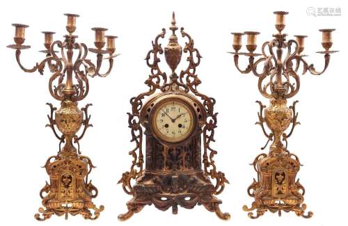 Brass clock set