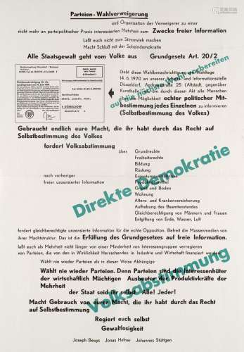 Beuys, Joseph Parteien-Wahlverweigerung. (1970). P…