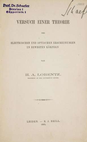 Lorentz, H. A Versuch einer Theorie der electrisch…