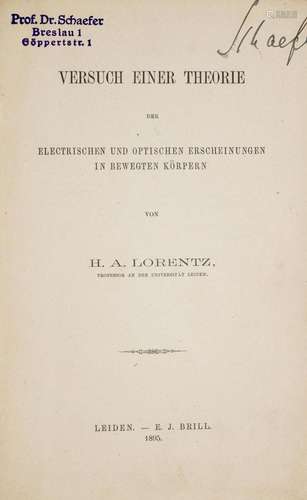 Lorentz, H. A Versuch einer Theorie der electrisch…