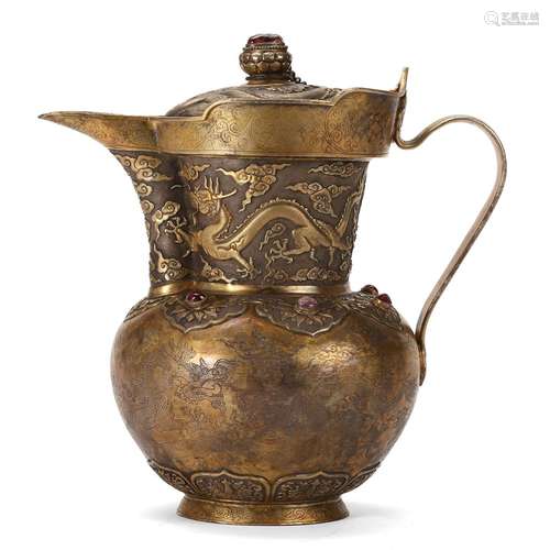 A GILT-BRONZE 'DRAGON' EWER