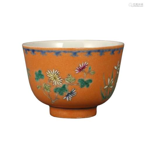 A FAMILLE-ROSE 'FLOWERS' CUP