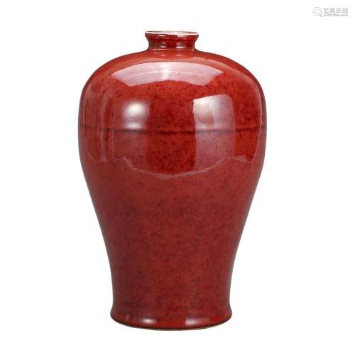 A RED-GLAZED MEIPING VASE