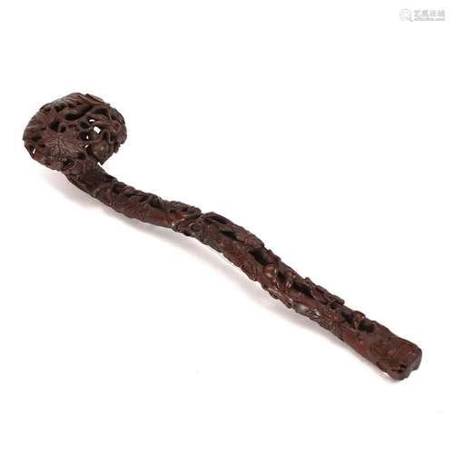 A CARVED WOOD RUYI SCEPTRE