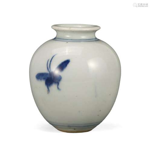 A BLUE AND WHITE 'BUTTERFLY' JAR