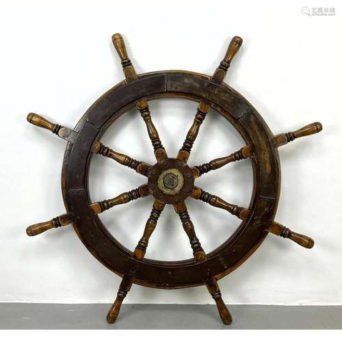 ANTIQUE SHIP S WHEEL. MARINE INDUSTRIAL.