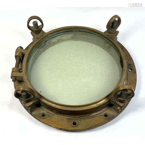 HEAVY BRASS SHIP S PORTHOLE WINDOW. MARINE INDUSTRIAL.