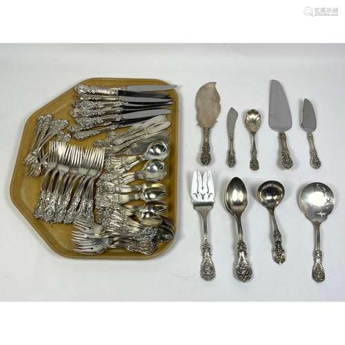 93PC REED AND BARTON FRANCIS I STERLING SILVER FLATWARE SET....