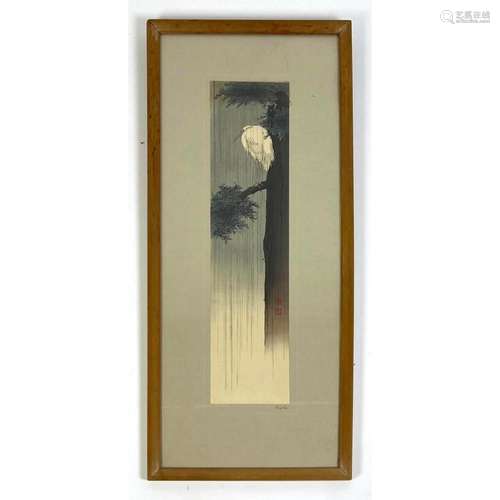 SHODA KOHO HERON WOODBLOCK PRINT HAND SIGNED