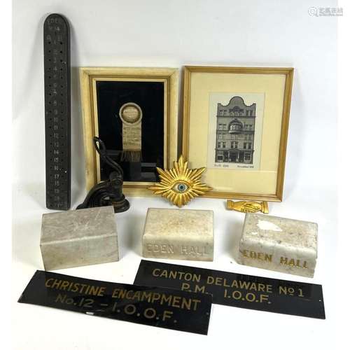 11PC SIGNS AND EMBLEMS, 1889 SEAL FROM ODD FELLOWS EDEN LODG...