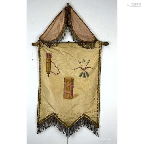 REBEKAHS ODD FELLOWS SILK BANNER WITH ARROWS EDEN LODGE WILM...