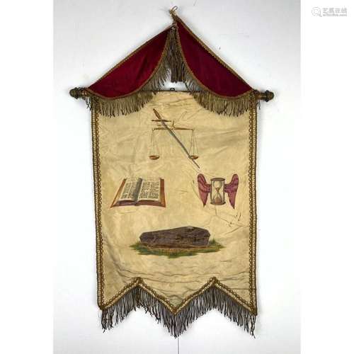 SILK ODD FELLOWS EDEN LODGE BANNER WITH COFFIN WILMINGTON DE...