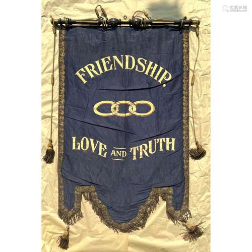 ANTIQUE FRIENDSHIP, LOVE AND TRUTH BANNER. REVERSE SIDE READ...