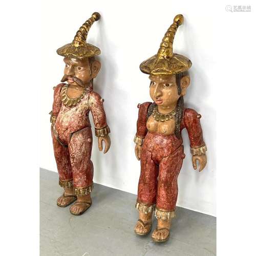 PR EL COMPANARIO WOOD FIGURAL JOINTED FIGURES. MAN WITH MUST...