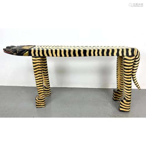 FOLK ART PAINTED CAT FIGURE STAND.