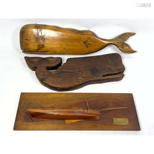 3PC NAUTICAL CARVINGS. CARRIE PRICE CHESAPEAKE BAY SKIPJACK,...