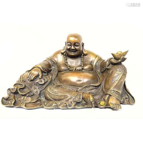 BRONZE BUDDHA SCULPTURE. SEATED FIGURE. UNMARKED.