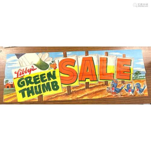 LIBBY S GREEN THUMB SEEDS PAPER BANNER. ADVERTISING. DOUBLE ...