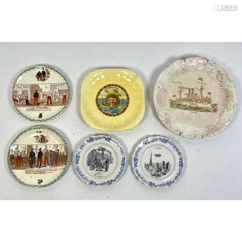 COLLECTION OF 6 SOUVENIR PLATES. CHARLES LINDBERGH. HILLER S...