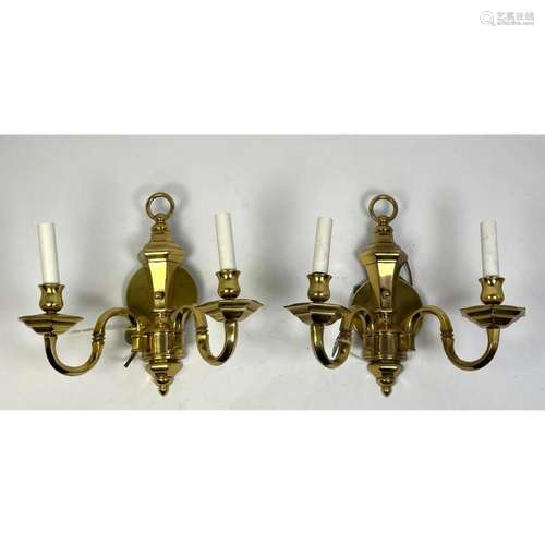 PR ITALIAN BRASS TWO ARM CANDLE WALL SCONCES. MADE IN ITALY ...