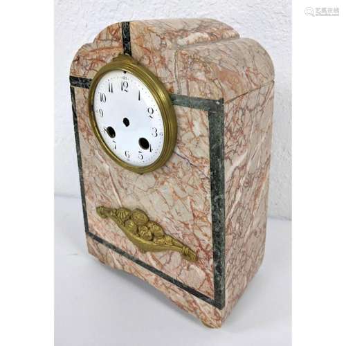 FRENCH MARBLE ART DECO TABLE CLOCK CASE. THICK MARBLE WITH G...