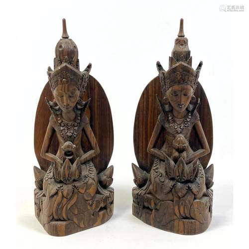 PR CARVED WOOD ASIAN FIGURES. STATUES. POSSIBLY THAI. FIGURE...