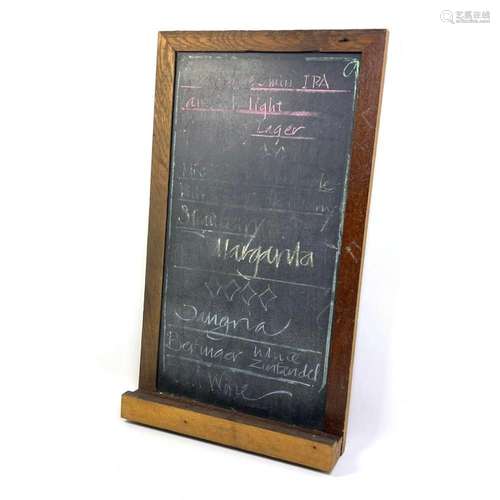 VINTAGE FRAMED SLATE CHALKBOARD. WOOD FRAME. GREAT FOR BAR W...