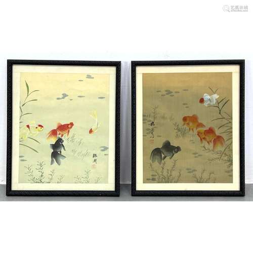 PR JAPANESE GOLDFISH PRINTS ON SILK.