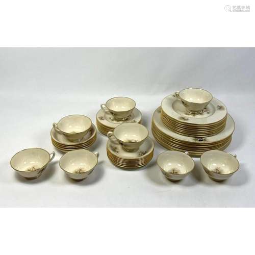 45 PC LENOX "PINE" CHINA DINNER SERVICE. GOLD RIMS...