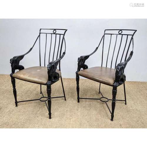 PR METAL WINGED LION ARM CHAIRS. ALL METAL FRAMES WITH SPIND...