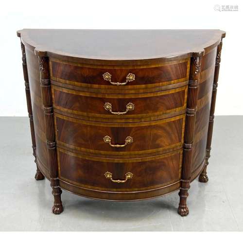 MAITLAND SMITH MAHOGANY DEMI LUNE CHEST OF DRAWERS. COLUMN A...