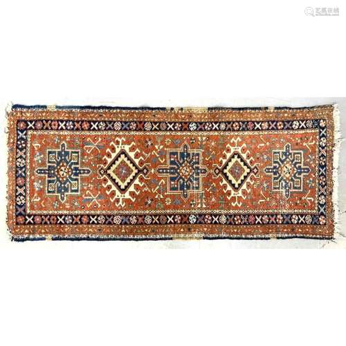 2  X 5  HANDMADE ORIENTAL CARPET RUG. SALMON BACKGROUND.