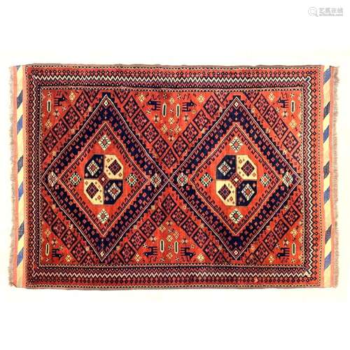 5 1 X 7 4 HANDMADE ORIENTAL CARPET RUG. BOKHARA. RED DIAMOND...