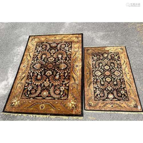 2PC 11X8 AND 8X5 BLACK ORIENTAL STYLE CARPETS