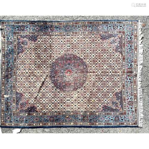 8 4 X 6 9 HANDMADE ORIENTAL CARPET RUG. GRAYISH BLUE BACKGRO...