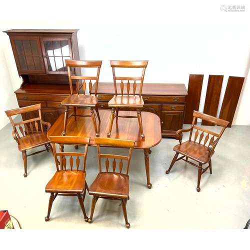 9PC PENNSYLVANIA HOUSE CHERRY DINING SET. TABLE WITH THREE L...