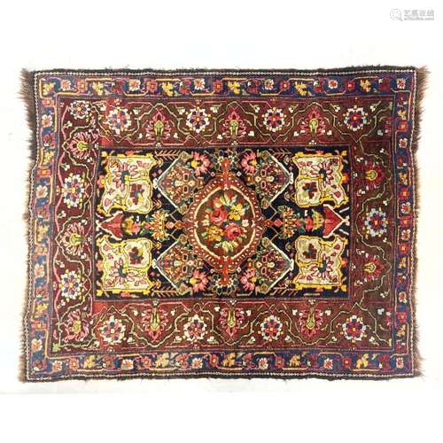 5 9" X 4 5" HANDMADE ORIENTAL CARPET RUG. WITH BRO...