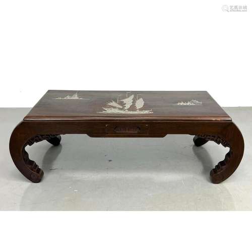 JL GEORGE HONG KONG ASIAN LOW COFFEE TABLE WITH METAL SHIP I...