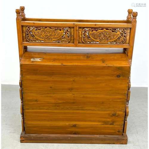 CARVED WOOD ASIAN WEDDING DOWRY CHEST. CARVED SIDES AND TOP ...