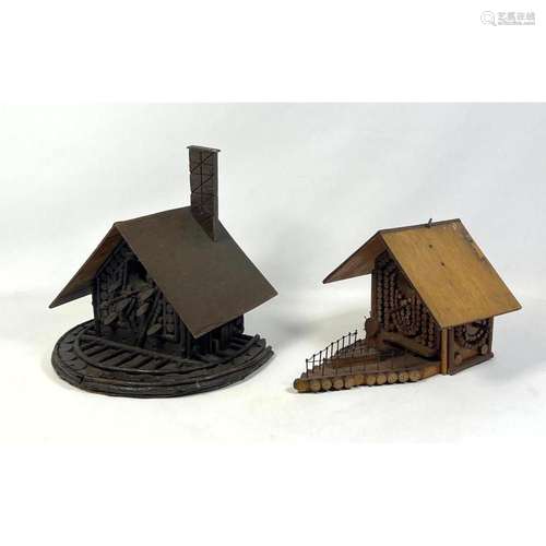 2PC HAND MADE PRIMITIVE FRUIT CRATE HOUSES. COMPOSED OF WOOD...