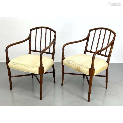 PR DECORATOR SPINDLE BACK HICKORY CHAIR OPEN ARM CHAIRS. LAB...