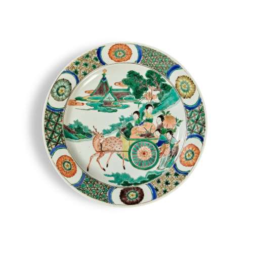 A famille-verte 'longevity' dish, Qing dynasty, Kang...