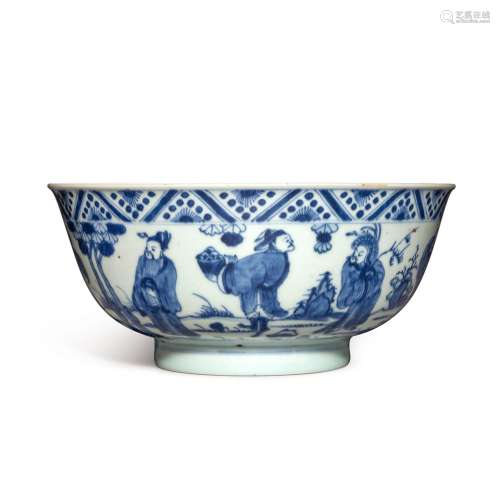 A blue and white 'foreigners' bowl, Qing dynasty, 17...