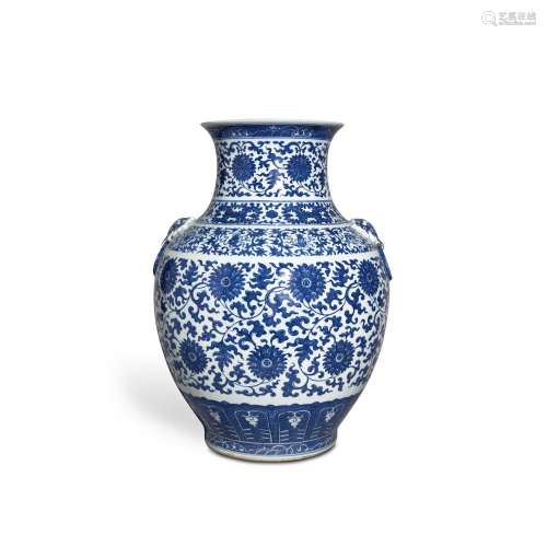 A large blue and white 'lotus' hu-form vase, Late Qi...